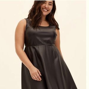 Torrid Black Faux Leather Skater Dress